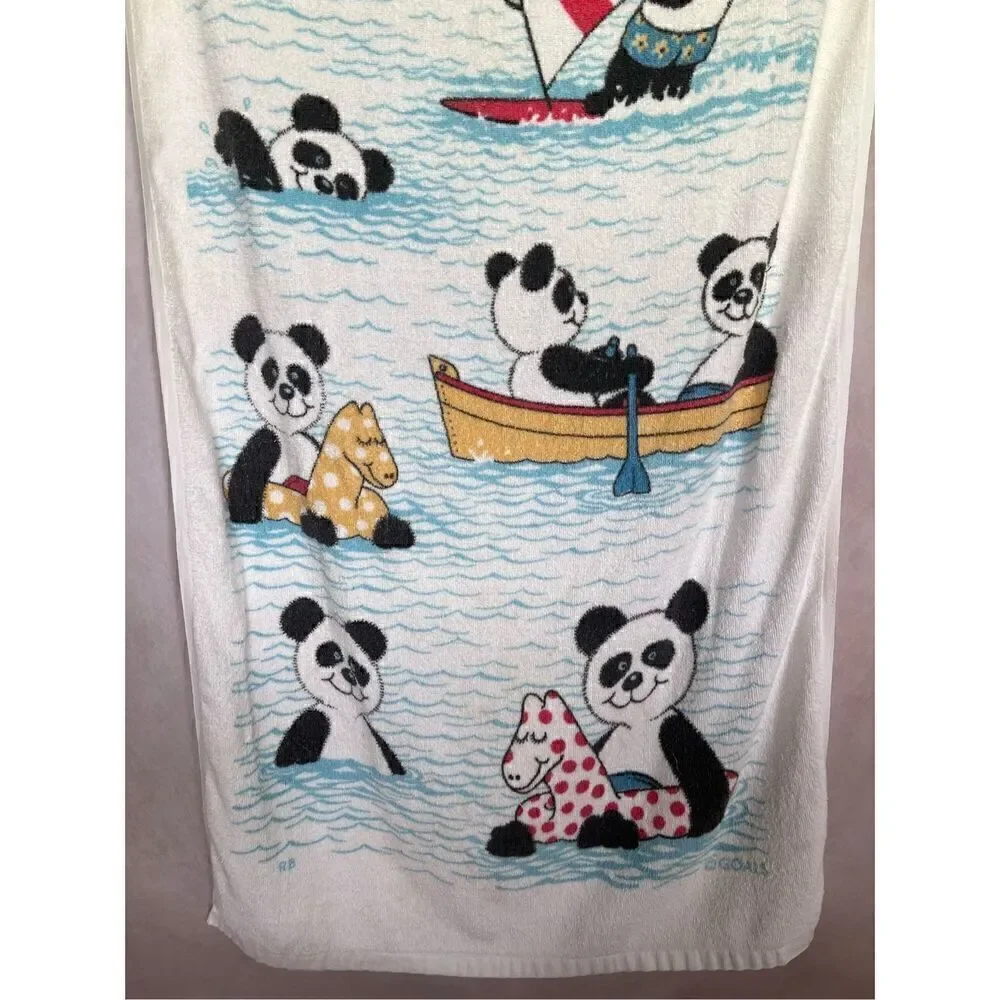 Vintage Beach Towel Pandas